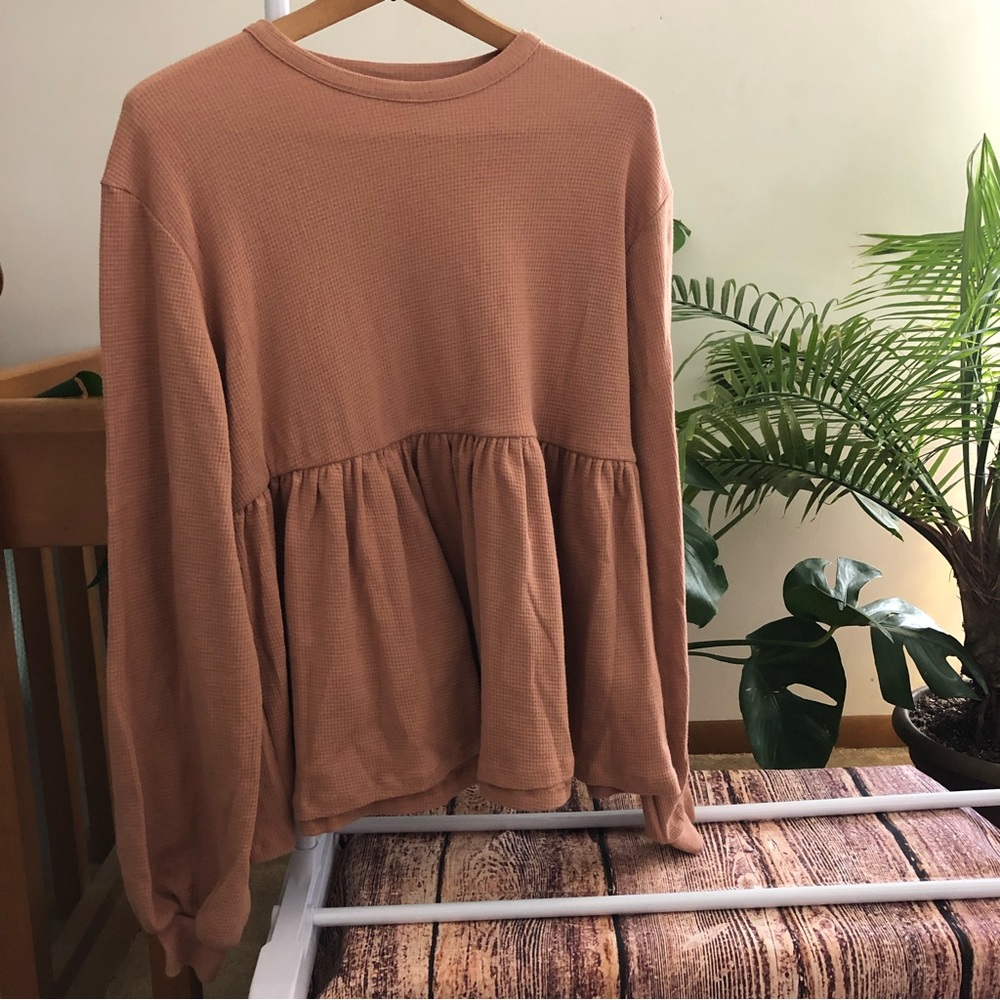 ASOS Design Waffle Knit Long Sleeve Top Size 6 Tall